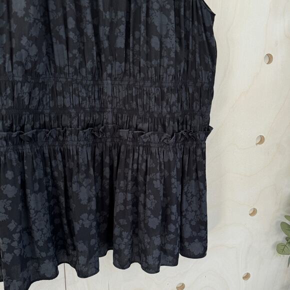 CURRENT AIR Los Angeles Floral Jacquard Top Size Large Charcoal Black Sleeveless - Picture 4 of 11